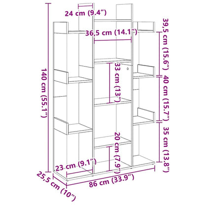 Bokhylle Sonoma Eik 86x25,5x140 cm