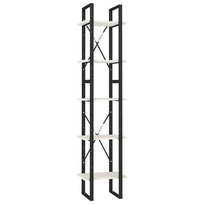 Bokhylle Svart Hvit 5 etasjer 40x30x175 cm heltre furu