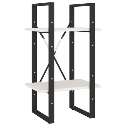 Bokhylle Svart Hvit 5 etasjer 40x30x175 cm heltre furu