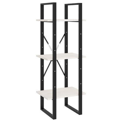 Bokhylle Svart Hvit 5 etasjer 40x30x175 cm heltre furu