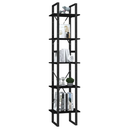 Bokhylle Svart 5 etasjer 40x30x175 cm heltre furu