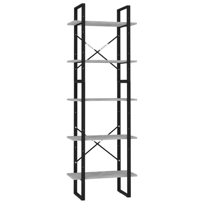 Bokhylle Betonggrå 5 nivåer 60x30x175 cm