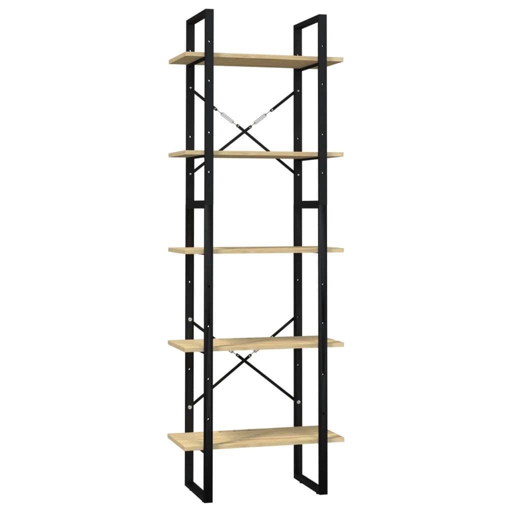 Bokhylle Tre 5 nivåer Brun 60x30x175 cm heltre furu