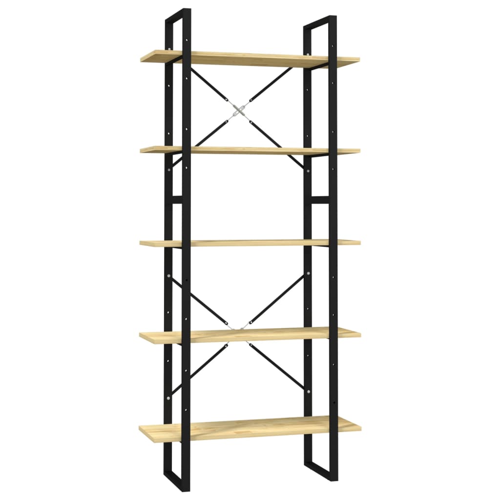 Bokhylle Tre 5 nivåer Brun 80x30x175 cm heltre furu