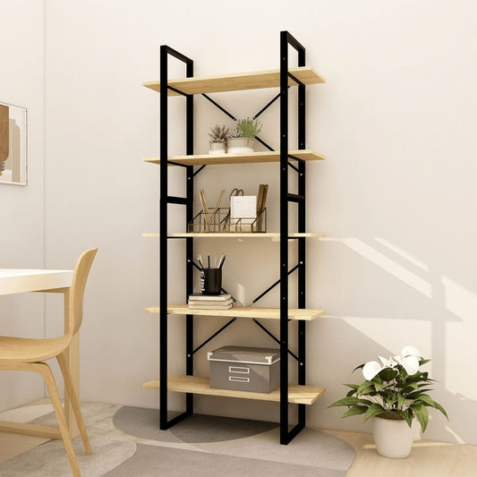 Bokhylle Tre 5 nivåer Brun 80x30x175 cm heltre furu