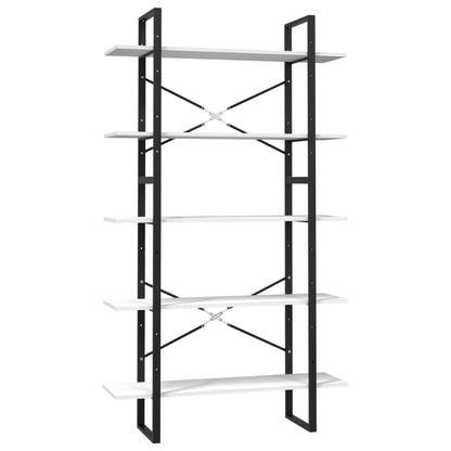 Bokhylle Svart Hvit 5 nivåer 100x30x175 cm heltre furu