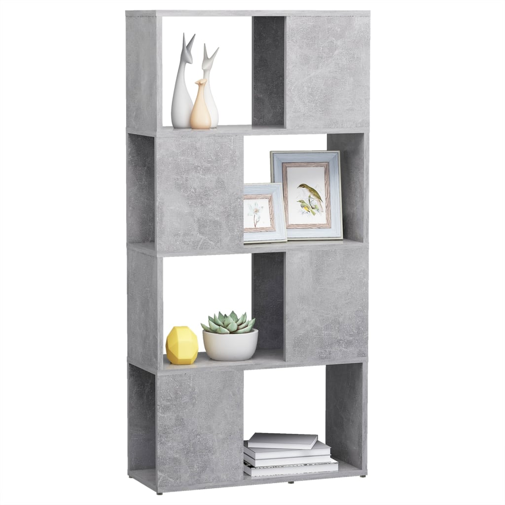 Bokhylle Betonggrå Romdeler 60x24x124,5 cm