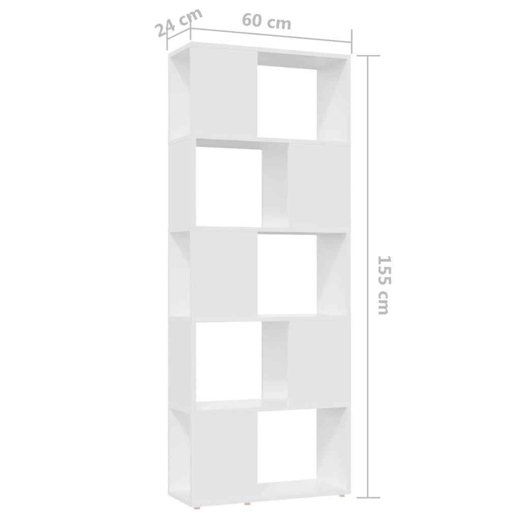 Bokhylle Hvit Romdeler 60x24x155 cm