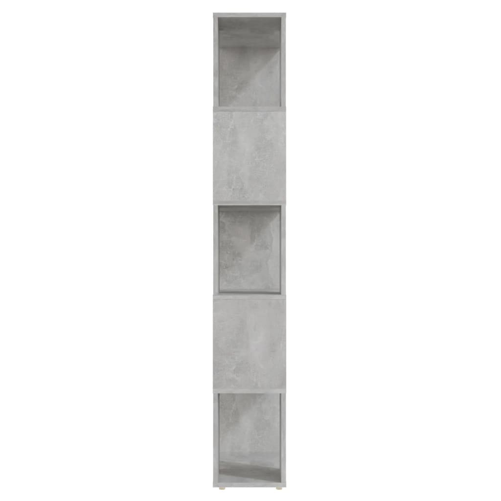 Bokhylle Betonggrå Romdeler 60x24x155 cm