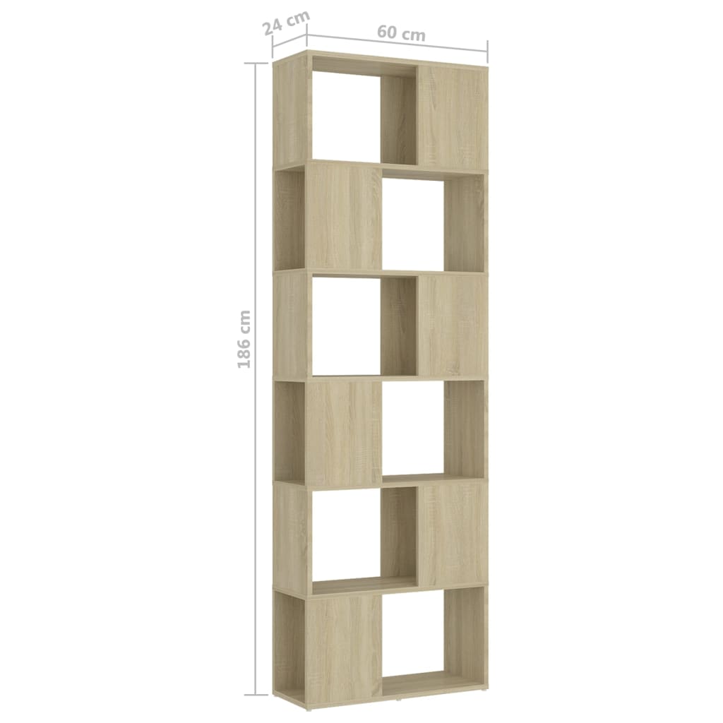 Bokhylle Sonoma Eik Romdeler 60x24x186 cm