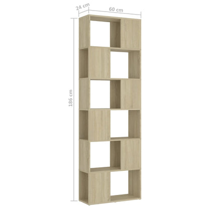 Bokhylle Sonoma Eik Romdeler 60x24x186 cm