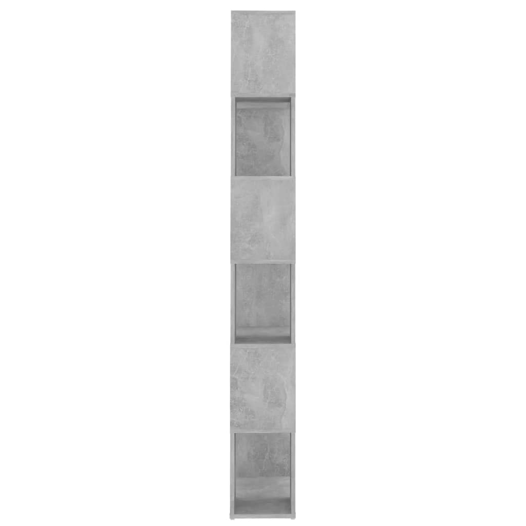Bokhylle Betonggrå Romdeler 60x24x186 cm