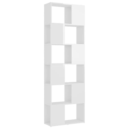 Bokhylle Høyglans Hvit Romdeler 60x24x186 cm