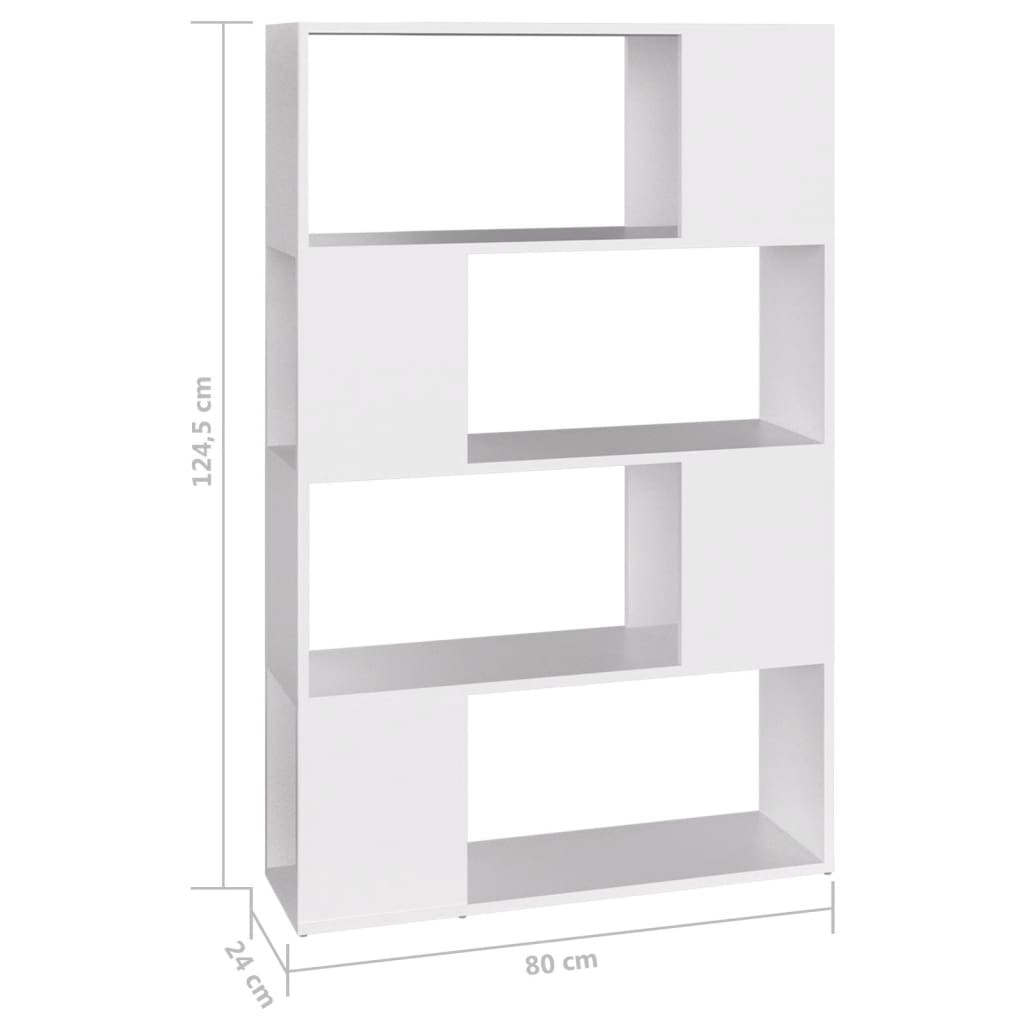 Bokhylle Hvit Romdeler 80x24x124,5 cm