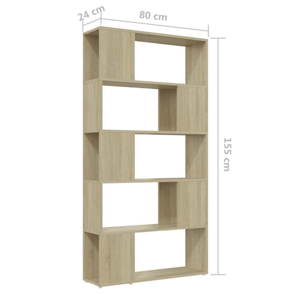 Bokhylle Sonoma Eik Romdeler 80x24x155 cm