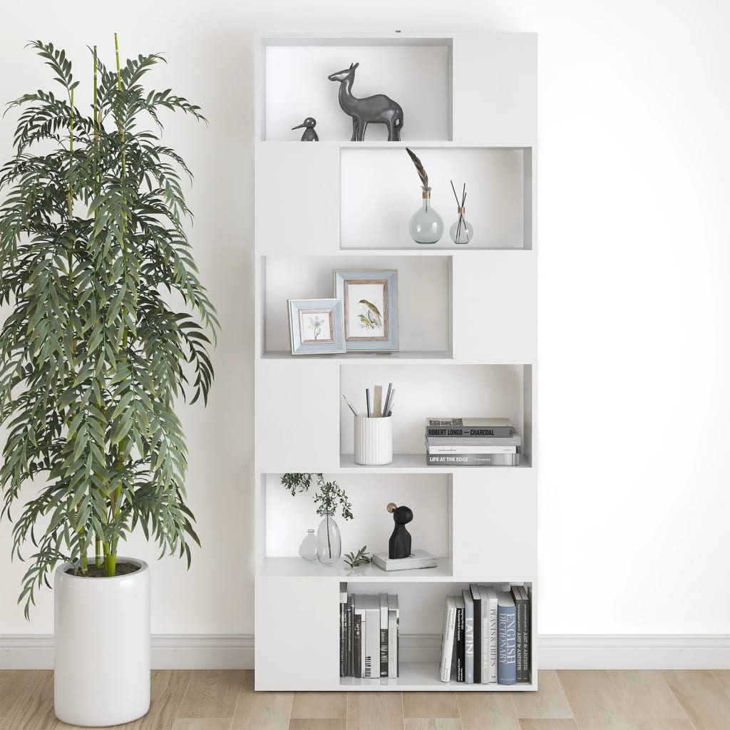 Bokhylle Hvit Romdeler 80x24x186 cm