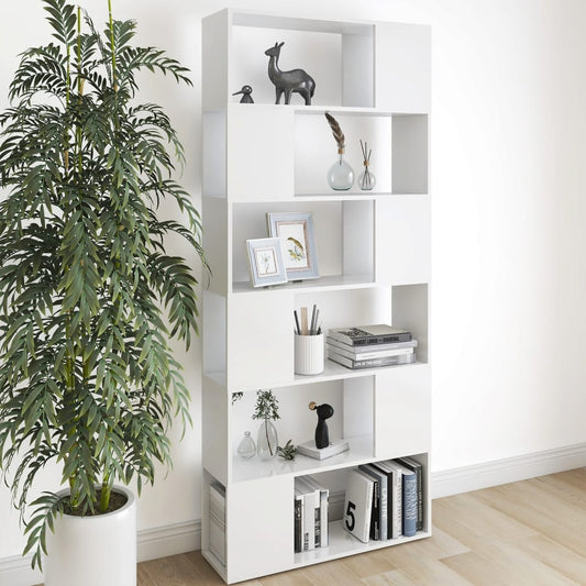 Bokhylle Hvit Romdeler 80x24x186 cm