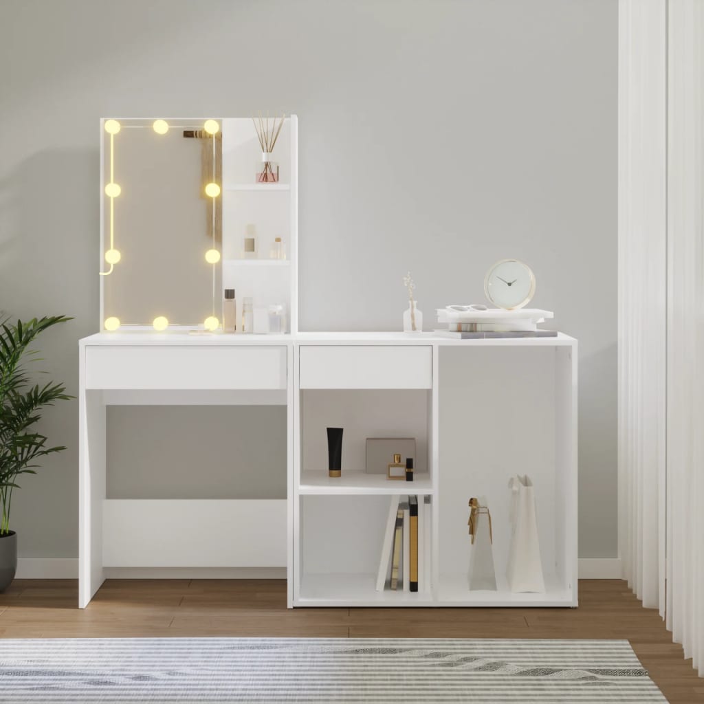 Sminkebord Hvit LED skap