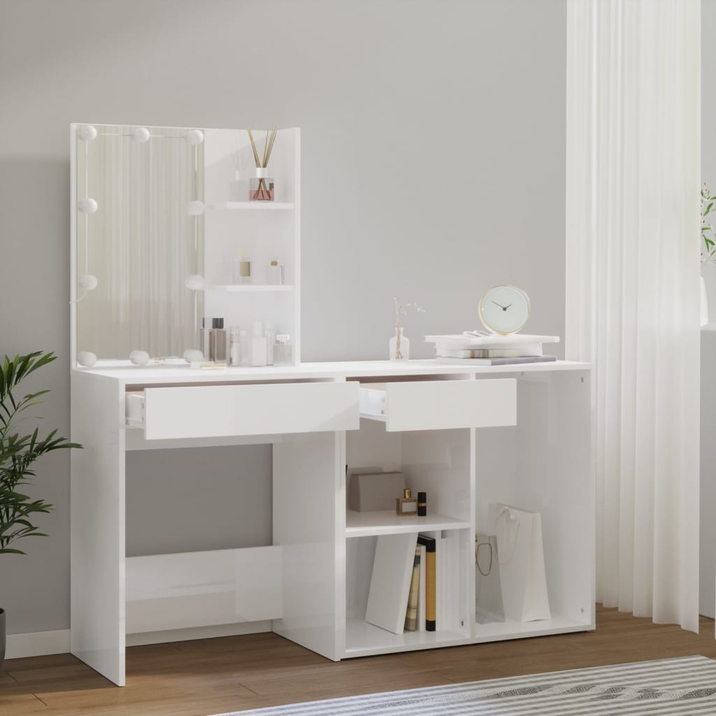 Sminkebord Hvit LED skap