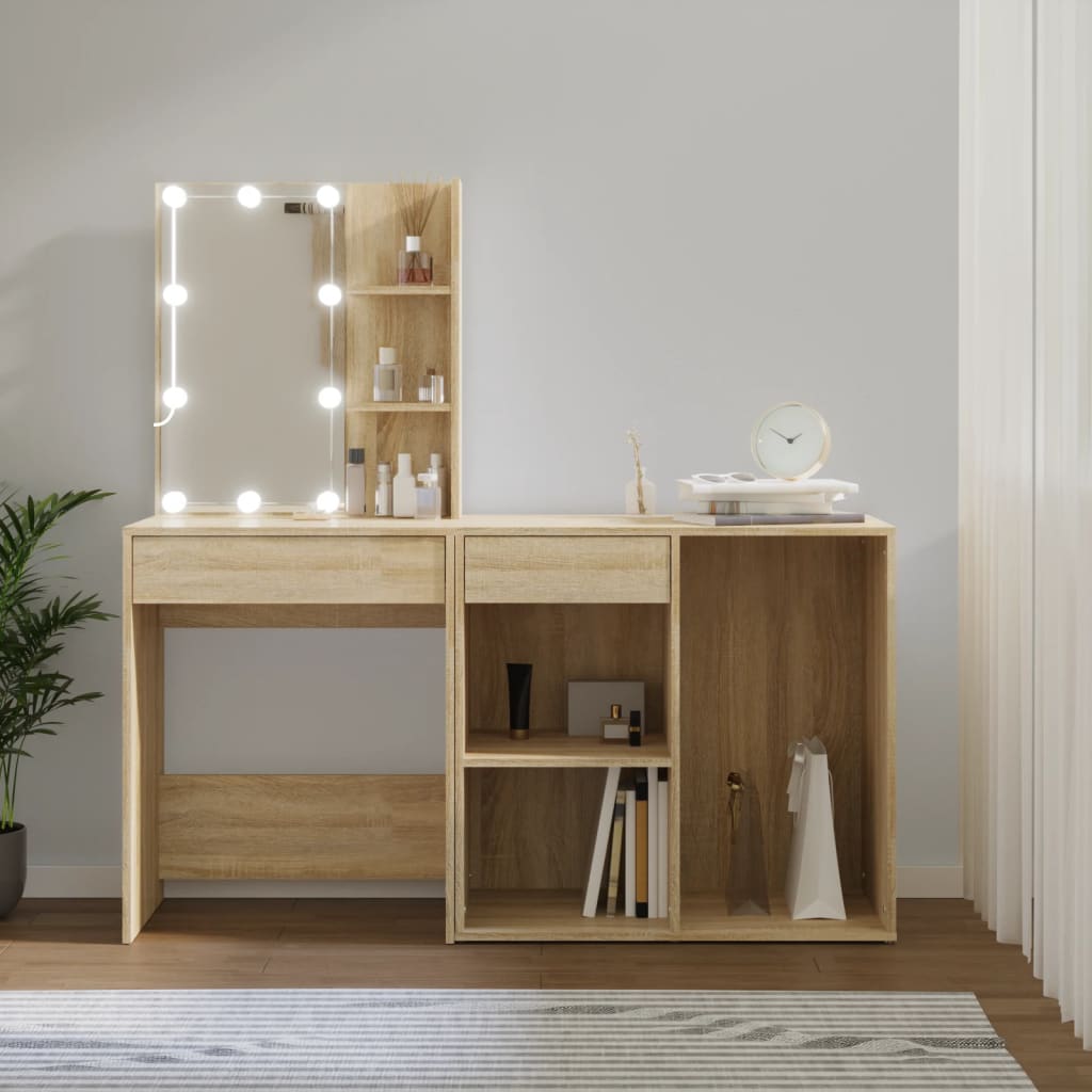 Sminkebord Sonoma Eik LED skap Sonoma Eik