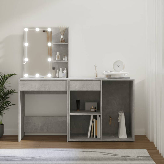 Sminkebord Betonggrå LED skap