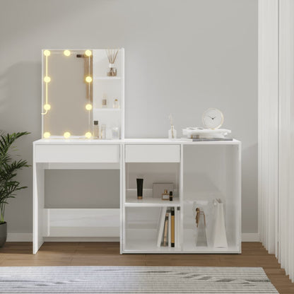 Sminkebord Høyglans Hvit LED skap