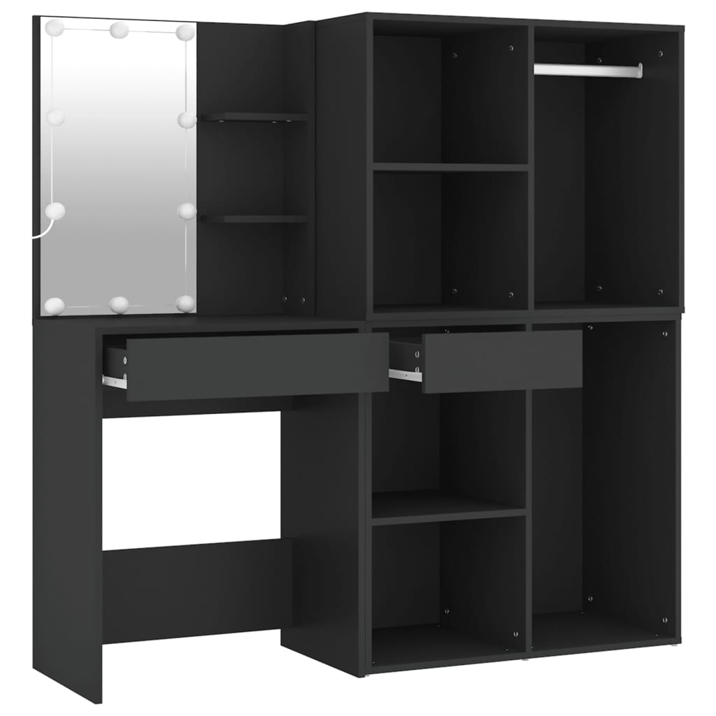 Sminkebord Svart LED skap
