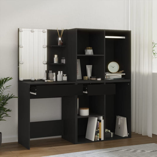 Sminkebord Svart LED skap