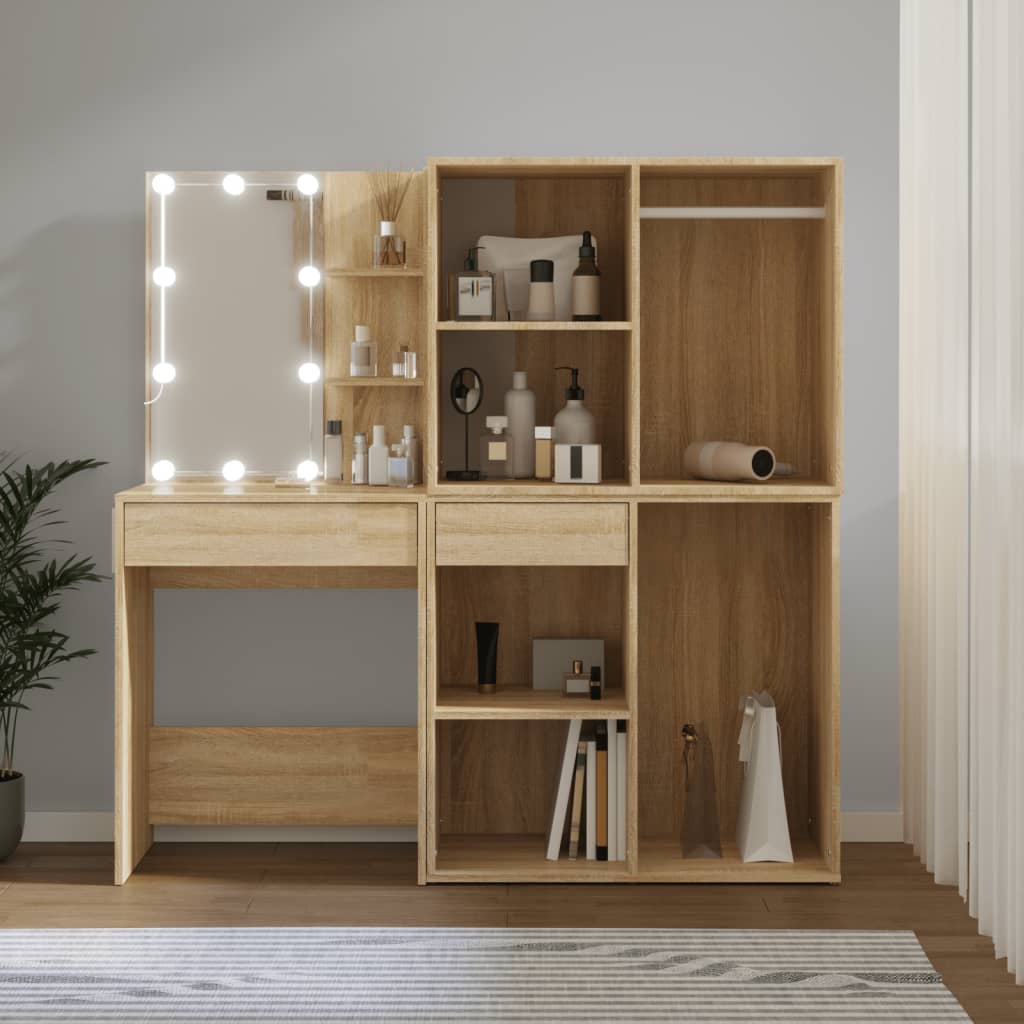 Sminkebord Sonoma Eik LED 2 skap Sonoma Eik