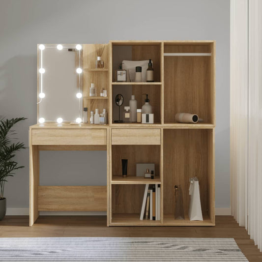 Sminkebord Sonoma Eik LED 2 skap Sonoma Eik