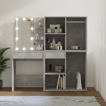Sminkebord Betonggrå LED 2 skap