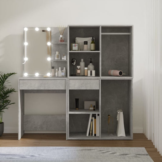 Sminkebord Betonggrå LED 2 skap