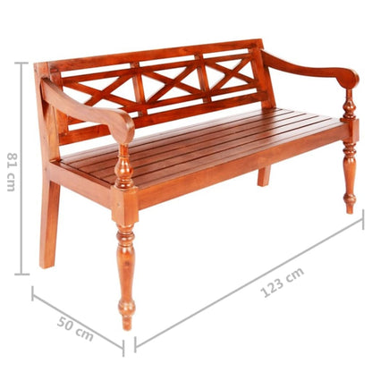 Hagebenk Tre Batavia-benk 123 cm heltre mahogni mørkebrun