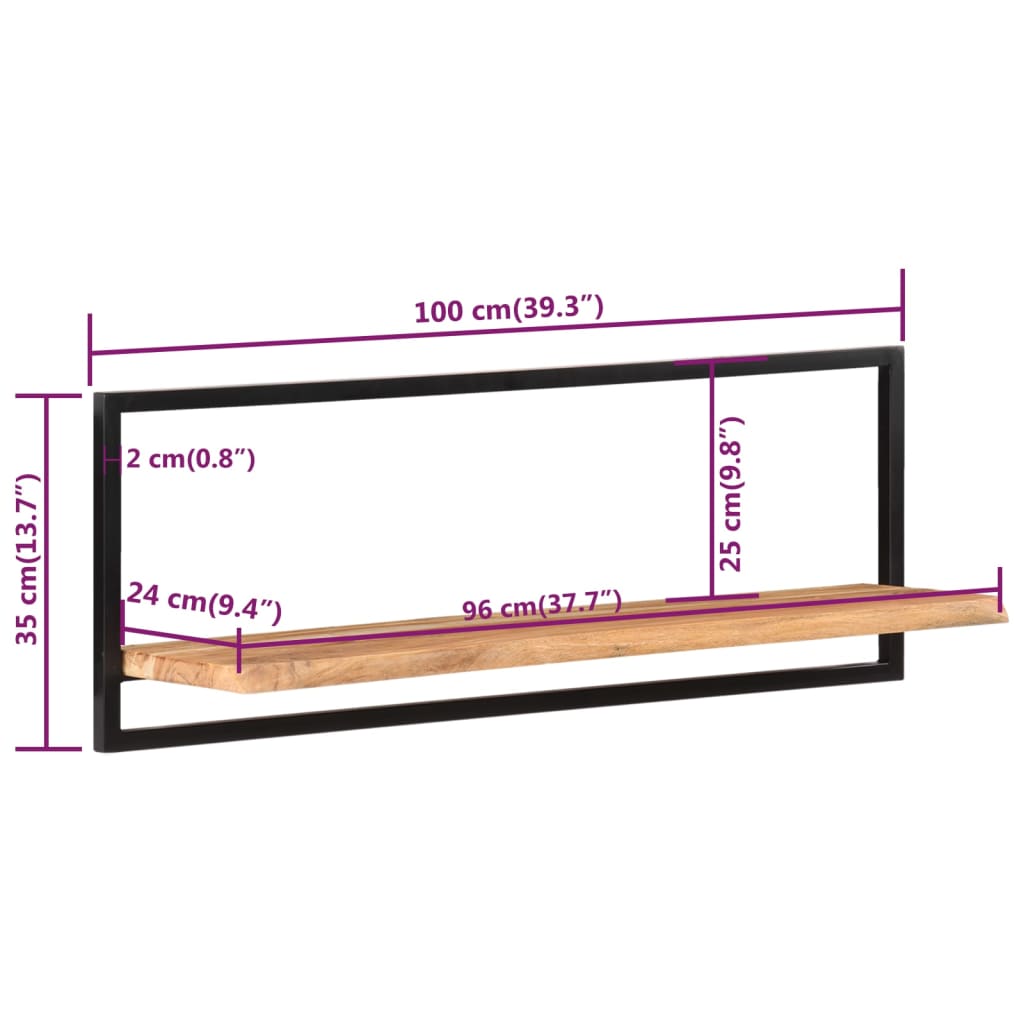 Vegghylle Tre 2 stk 100x24x35 cm heltre akasie