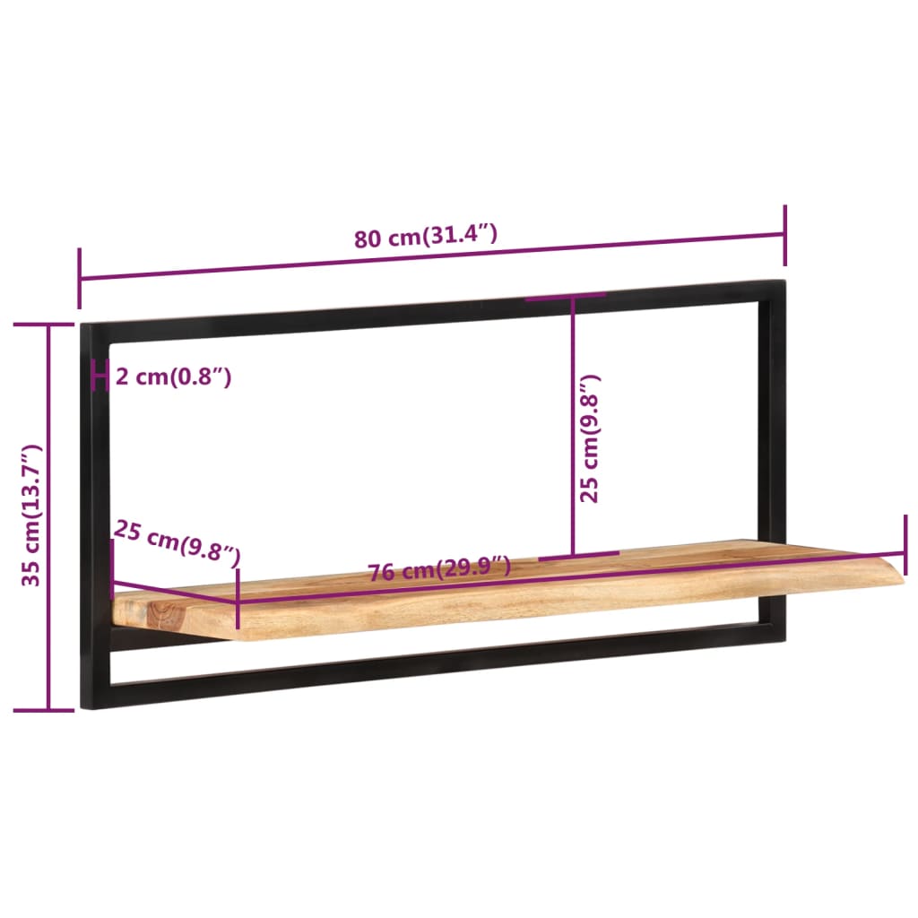 Vegghylle Tre 2 stk 80x25x35 cm heltre akasie