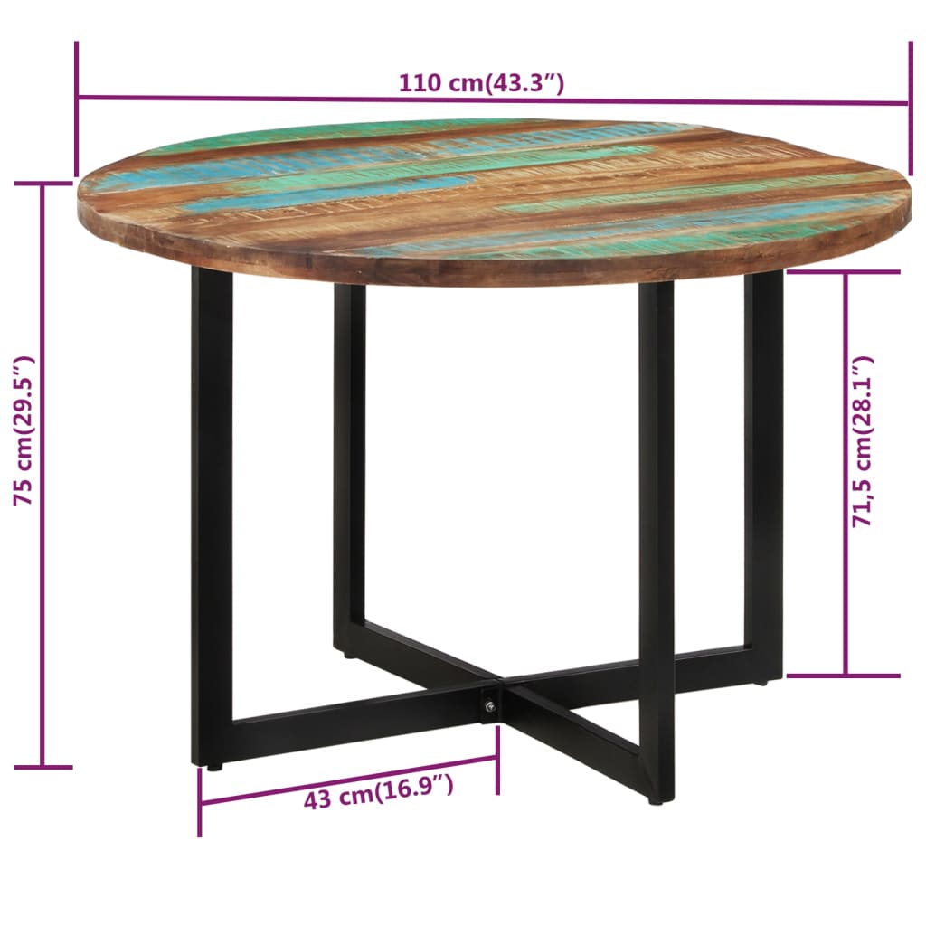 Spisebord Kjøkkenbord Tre 110x75 cm gjenvunnet heltre