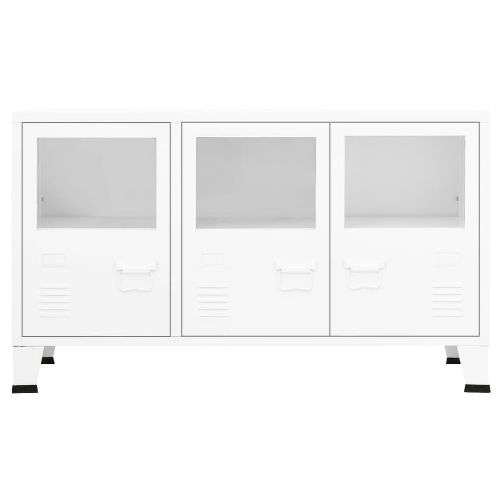 Skjenk Hvit 105x35x62 cm metall og glass