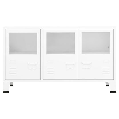 Skjenk Hvit 105x35x62 cm metall og glass