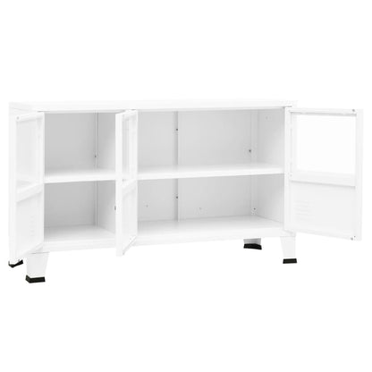 Skjenk Hvit 105x35x62 cm metall og glass
