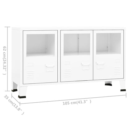 Skjenk Hvit 105x35x62 cm metall og glass