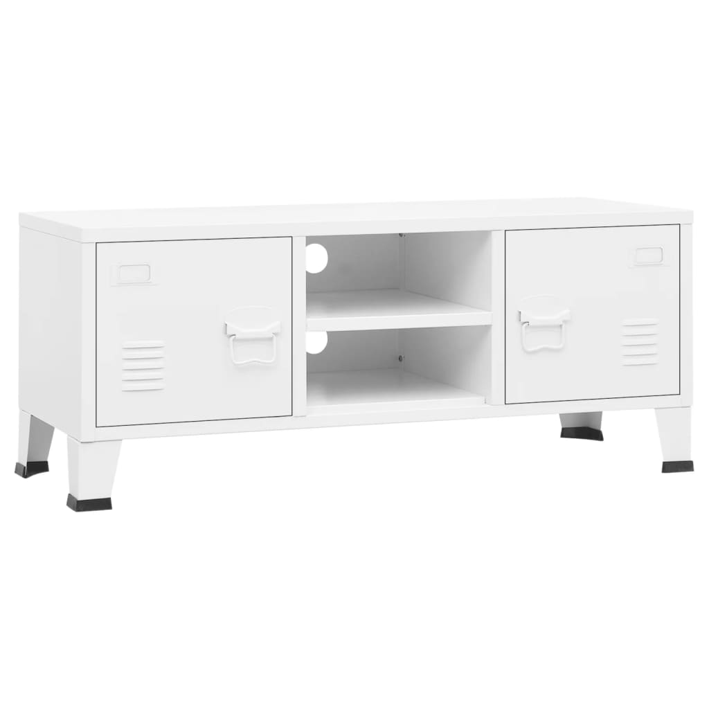 TV-Møbel Hvit TV-benk Industriell 105x35x42 cm metall
