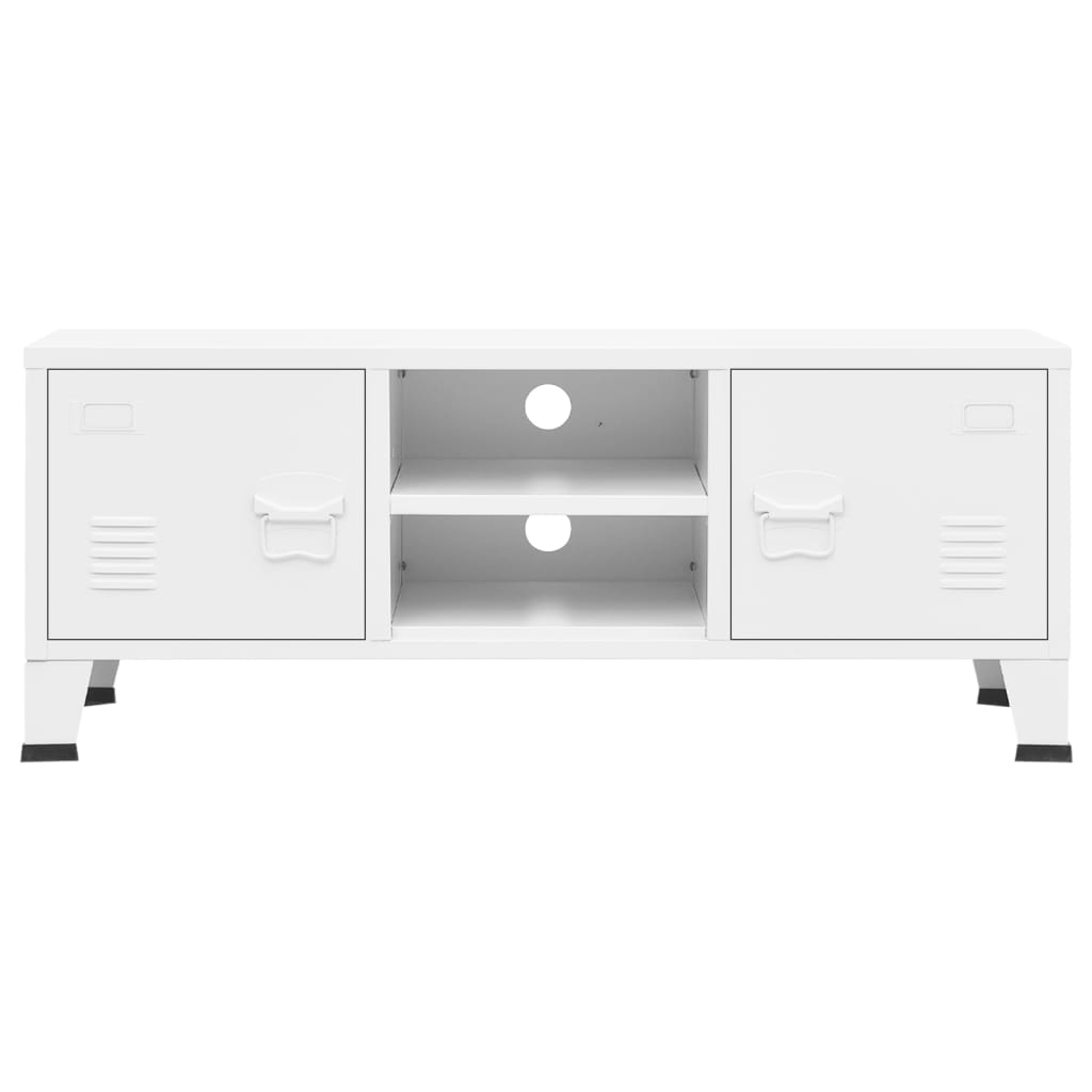 TV-Møbel Hvit TV-benk Industriell 105x35x42 cm metall