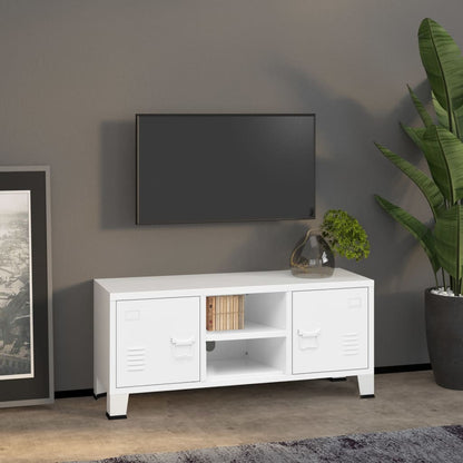 TV-Møbel Hvit TV-benk Industriell 105x35x42 cm metall