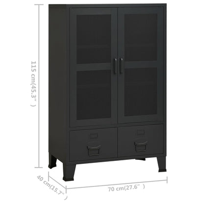 Oppbevaringskiste Industriell Svart 70x40x115 cm metall