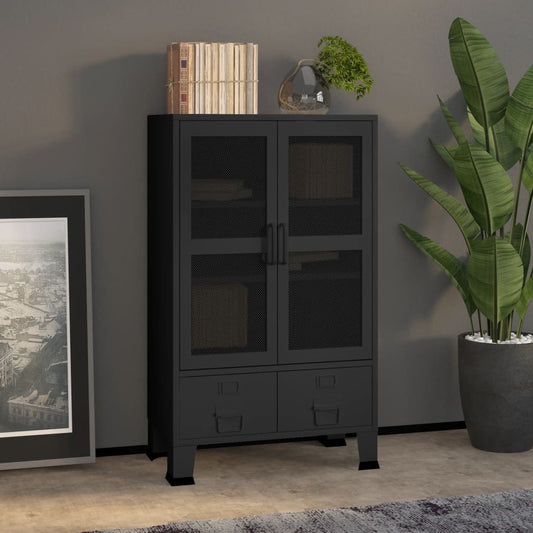 Oppbevaringskiste Industriell Svart 70x40x115 cm metall