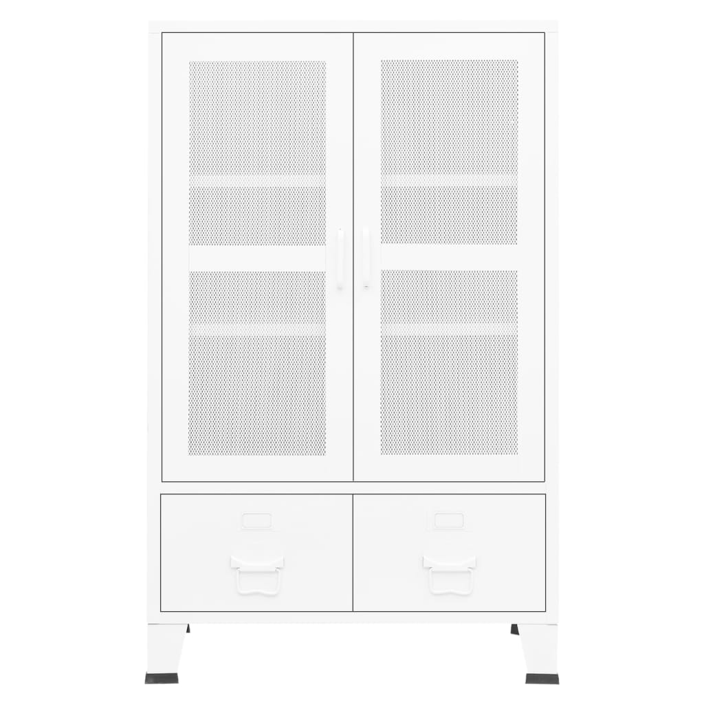 Oppbevaringskiste Industriell Hvit 70x40x115 cm metall
