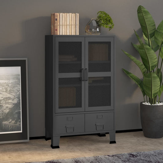 Oppbevaringskiste Industriell antrasitt 70x40x115 cm metall