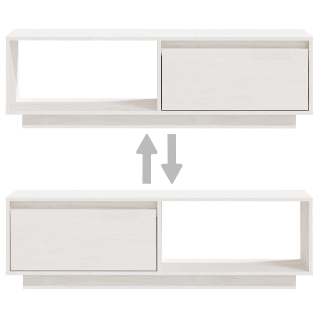 TV-Møbel Hvit Tv-benk 110x30x33,5 cm heltre furu