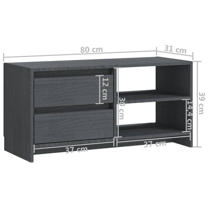 TV-Møbel Grå TV-benk 80x31x39 cm heltre furu