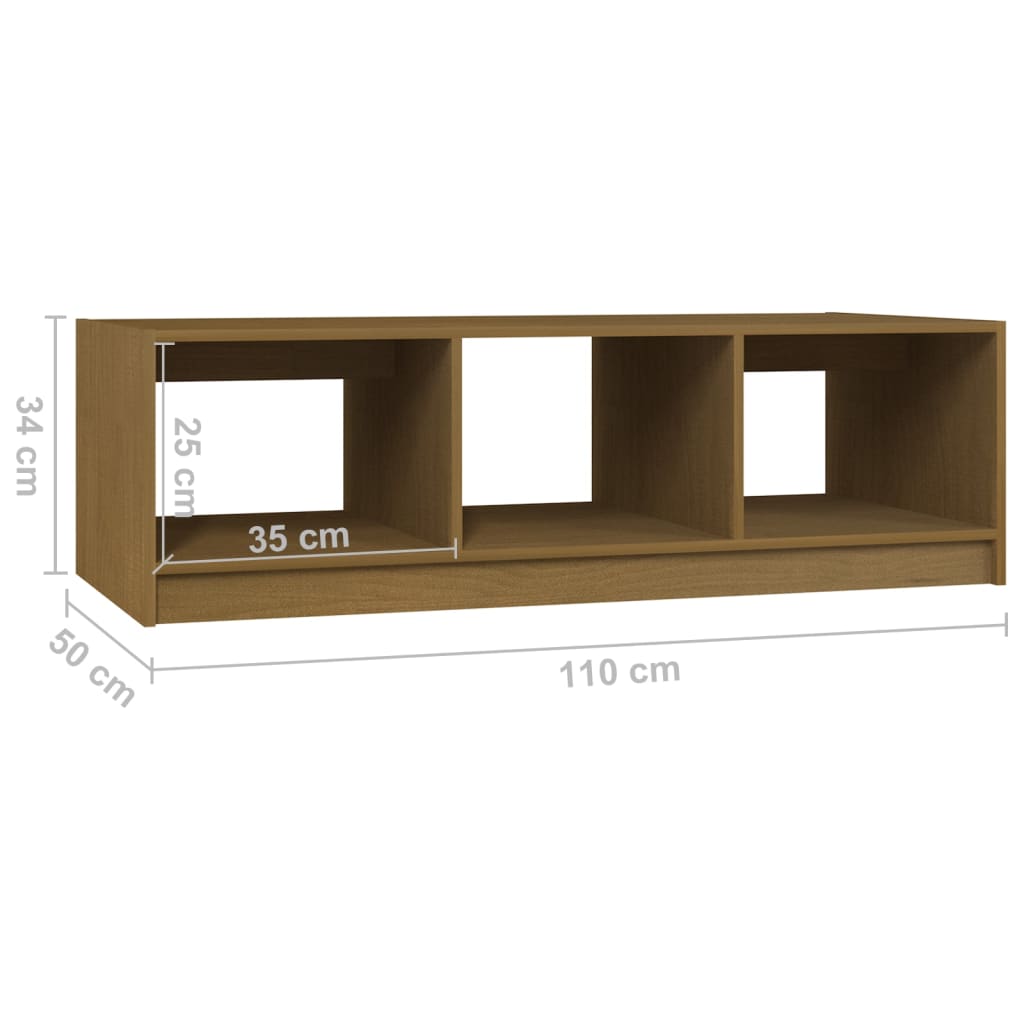 Salongbord Sofabord Tre heltre furu Honningbrun 110x50x34 cm